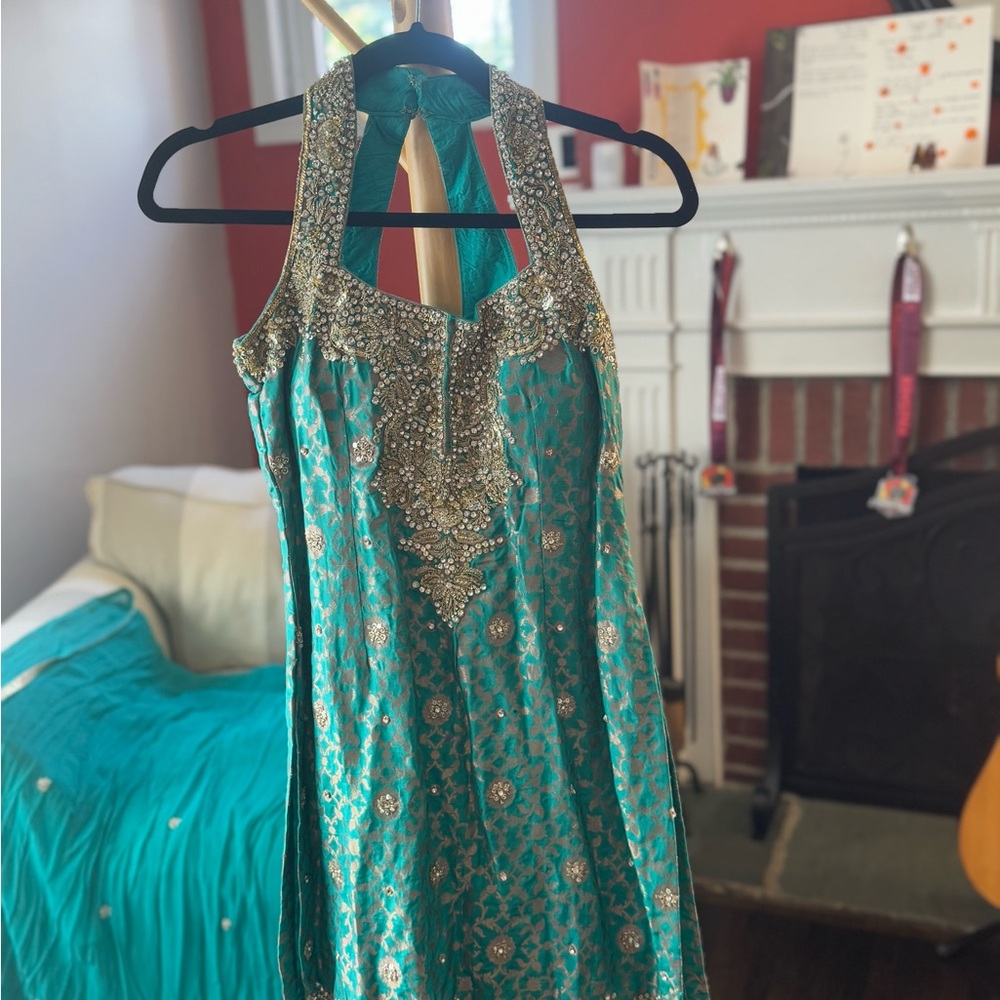 Elegant Teal Embellished Salwar